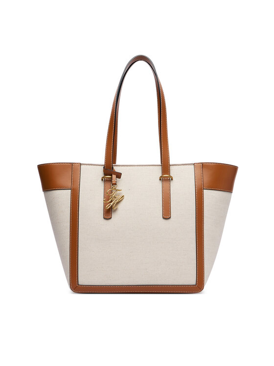 Tommy Hilfiger Kabelka Tommy Hilfiger Th Script Tote Canvas AW0AW18829 Krémová