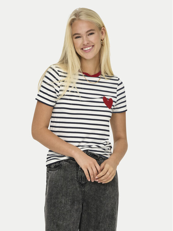 ONLY ONLY Camiseta Heart 15318959 Blanco Regular Fit