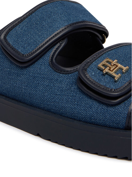 Tommy Hilfiger Şlapi Tommy Hilfiger Double Strap Denim Sandal FW0FW09123 Albastru