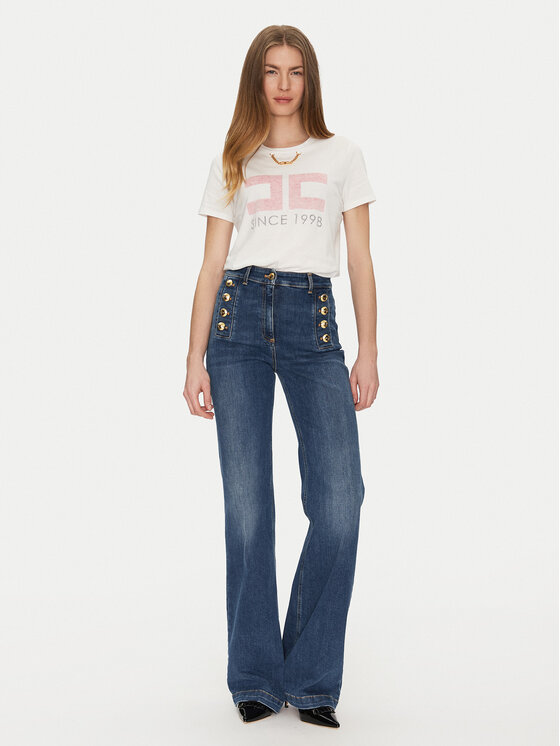 Elisabetta Franchi Elisabetta Franchi Marškinėliai MA-033-51E2-V180 Balta Regular Fit