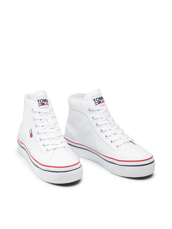 Tommy Jeans Sneakersy Tommy Jeans Mid Flatform Vulc EN0EN01414 Bílá