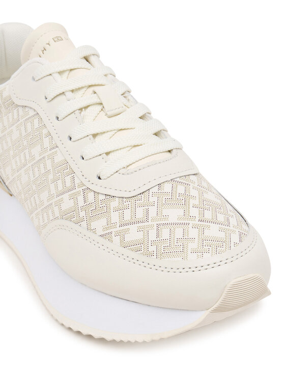Tommy Hilfiger Sneakersy Tommy Hilfiger Chic Monogram Runner FW0FW09051 Écru