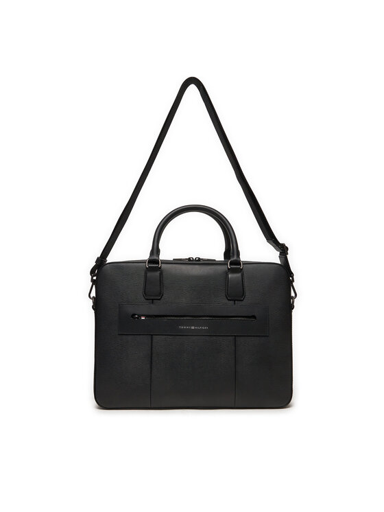 Tommy Hilfiger Чанта за лаптоп Tommy Hilfiger Business Leather Computer Bag AM0AM12489 Черен