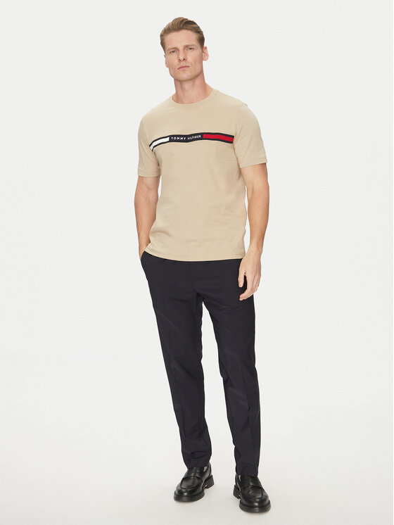 Tommy Hilfiger Tommy Hilfiger Majica Chest Insert MW0MW36498 Bež Regular Fit