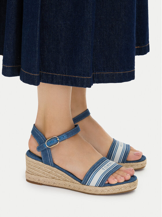 Tommy Hilfiger Espadryle Tommy Hilfiger Mid Wedge Espad Webbing FW0FW09230 Niebieski
