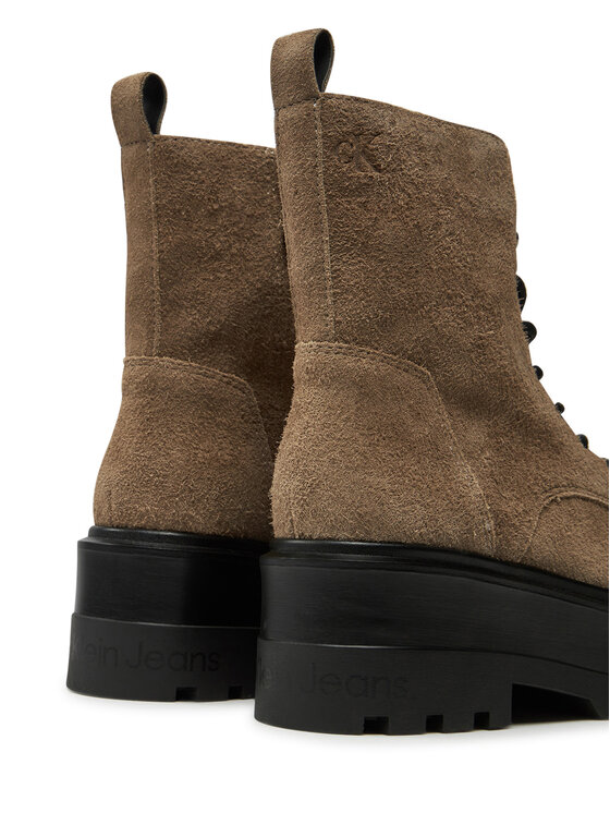 Calvin Klein Jeans Trapery Calvin Klein Jeans Flatform Zip Laceup Mg S YW0YW01554 Brązowy