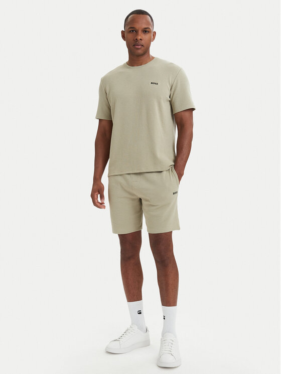 BOSS BOSS Camiseta Waffle 50535891 Verde claro Regular Fit
