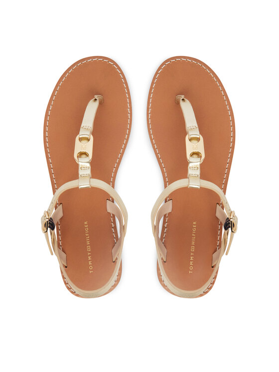 Tommy Hilfiger Сандали Tommy Hilfiger Leather Thong Sandal Gold FW0FW09331 Златист