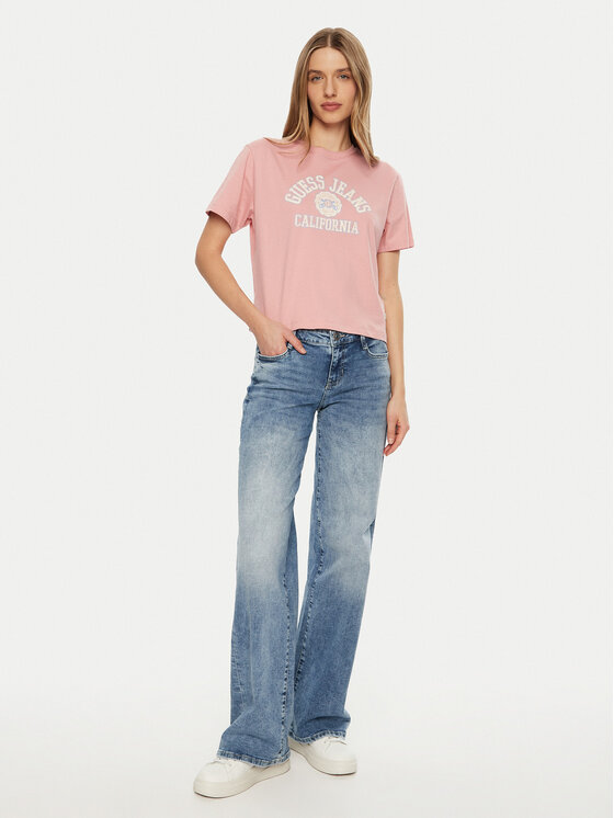 Guess Jeans Guess Jeans Majica W5RI43 K8HM0 Roza Regular Fit