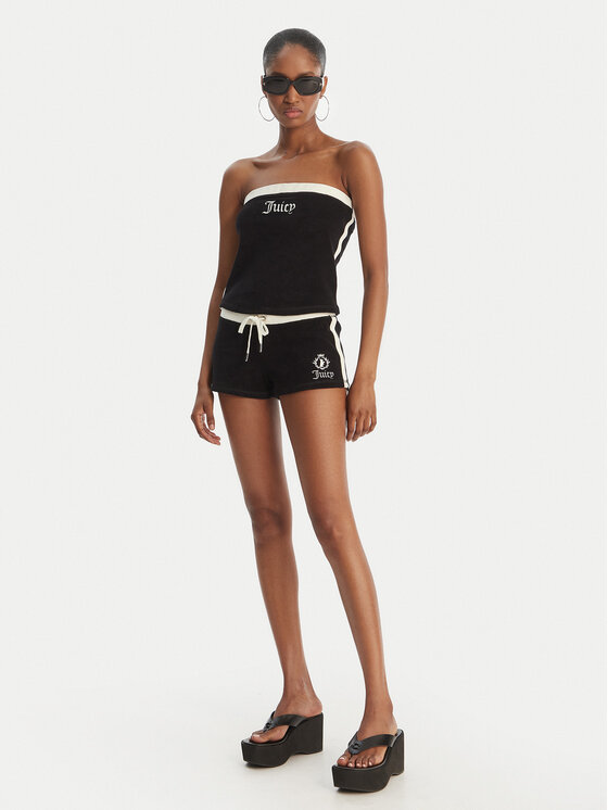 Juicy Couture Juicy Couture Top Applique Terry JCWSC126314 Negro Slim Fit