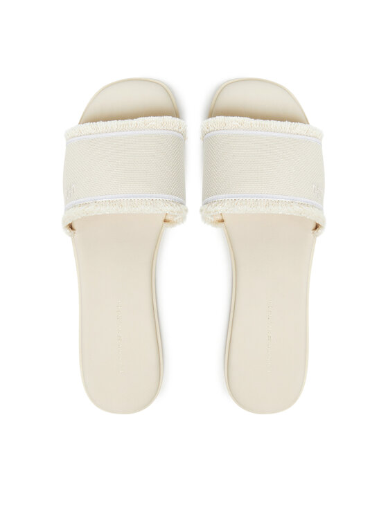 Tommy Hilfiger Ciabatte Tommy Hilfiger Fringe Canvas Flat Sandal FW0FW08908 Beige