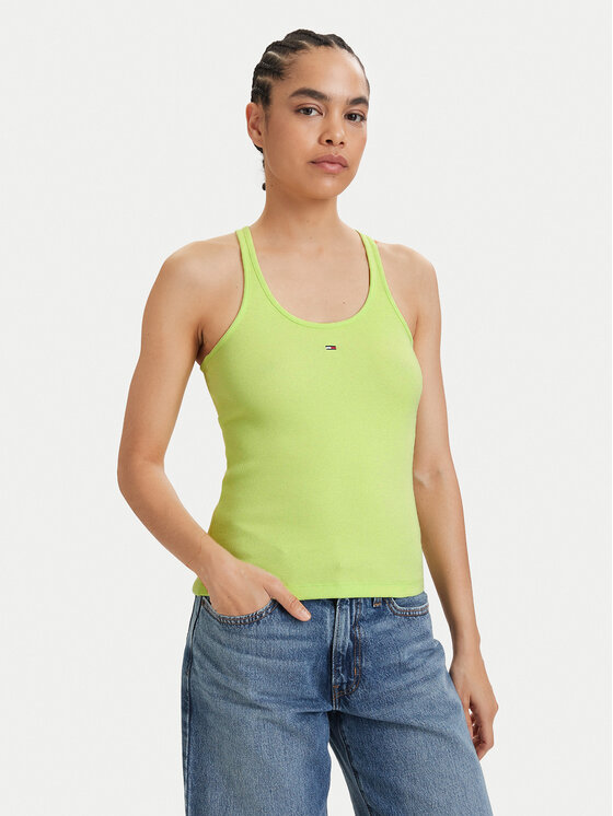 Tommy Jeans Tommy Jeans Top Racerback DW0DW22264 Verde claro Slim Fit