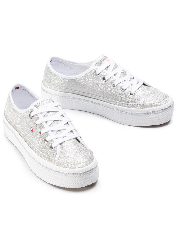 Tommy Hilfiger Sneakers Tommy Hilfiger Dressy Glitter Flatform Sneaker FW0FW050010IM Argento