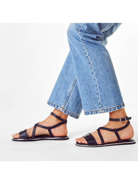 Tommy Hilfiger Sandales Tommy Hilfiger Th Hardware Flat Sandal FW0FW05021 Melns