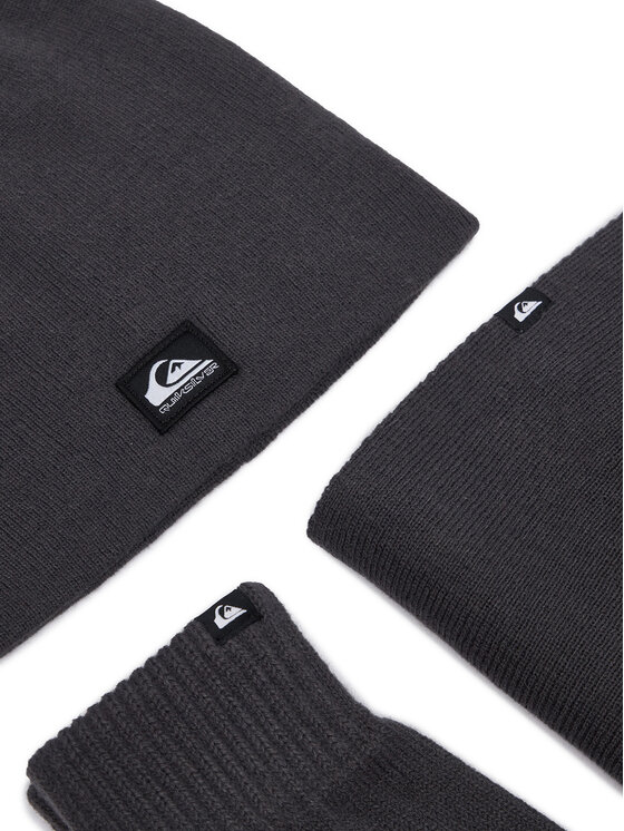 Quiksilver Комплект шапка, шал тип комин и ръкавици Quiksilver CWBEO-QS-SM346-002-AW26 Тъмносив