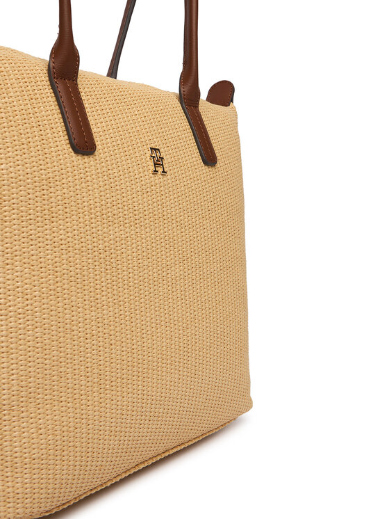 Tommy Hilfiger Kabelka Tommy Hilfiger Popette Tote Raffia AW0AW18528 Béžová