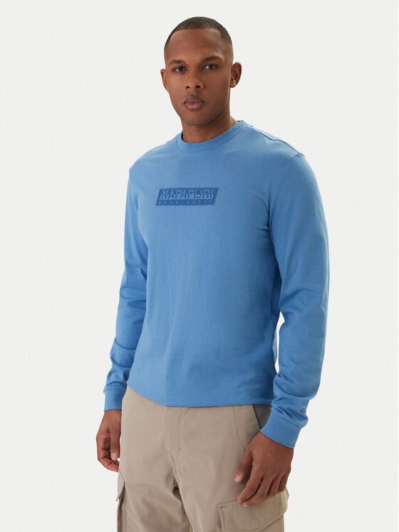 Napapijri Napapijri Longsleeve S-Box Logo NP0A8BC5 Голубий Regular Fit