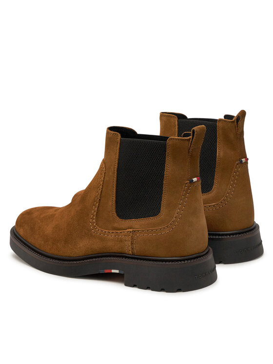 Tommy Hilfiger Členková obuv s elastickým prvkom Tommy Hilfiger Light Hilfiger Suede Chelsea FM0FM05104 Hnedá