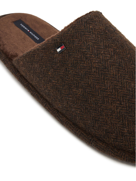 Tommy Hilfiger Papucs Tommy Hilfiger Herringbone House Shoe FM0FM06018 Sötétbarna