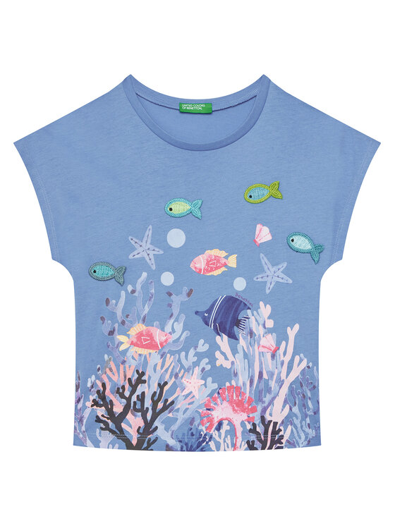 United Colors Of Benetton United Colors Of Benetton Футболка 3I1XG10JH Голубий Regular Fit