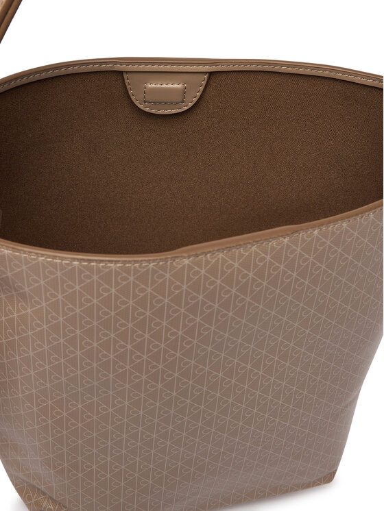 Calvin Klein Ročna torba Calvin Klein Emblem Aop Medium Bucket LV04F3365G Bež