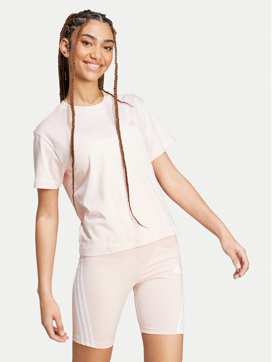 adidas adidas Футболка Essentials Small Logo JH3694 Рожевий Slim Fit