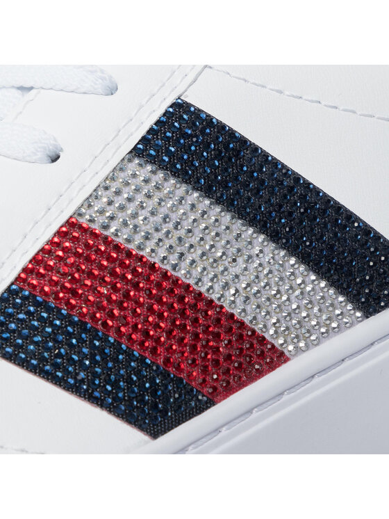 Tommy Hilfiger Superge Tommy Hilfiger Crystal Leather Casual Sneaker FW0FW04299 Bela