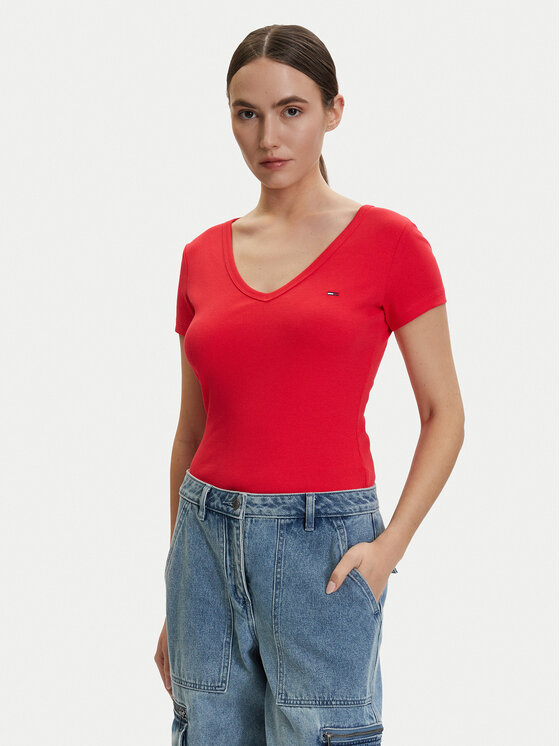 Tommy Jeans Tommy Jeans Camiseta DW0DW17385 Rojo Slim Fit