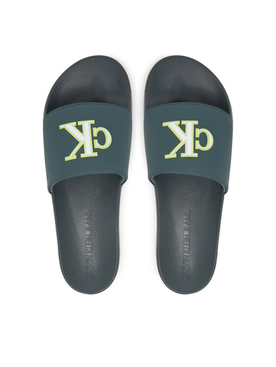 Calvin Klein Jeans Natikači Calvin Klein Jeans Slide Jelly Mono Pu YM0YM01281 Zelena