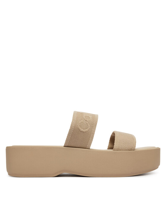 Calvin Klein Natikači Calvin Klein Flatform Sndl Webbing HW0HW02878 Bež