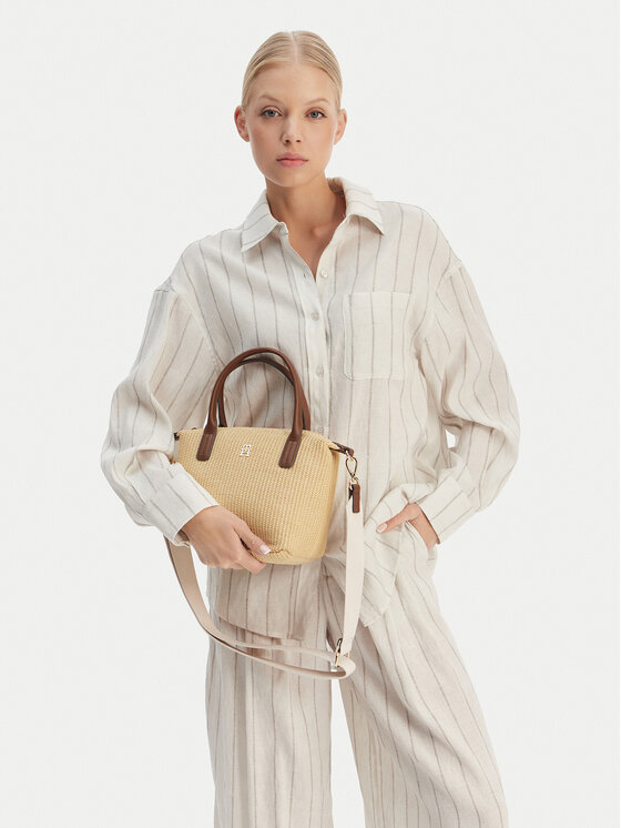 Tommy Hilfiger Soma Tommy Hilfiger Popette Mini Tote Raffia AW0AW18523 Bēšs