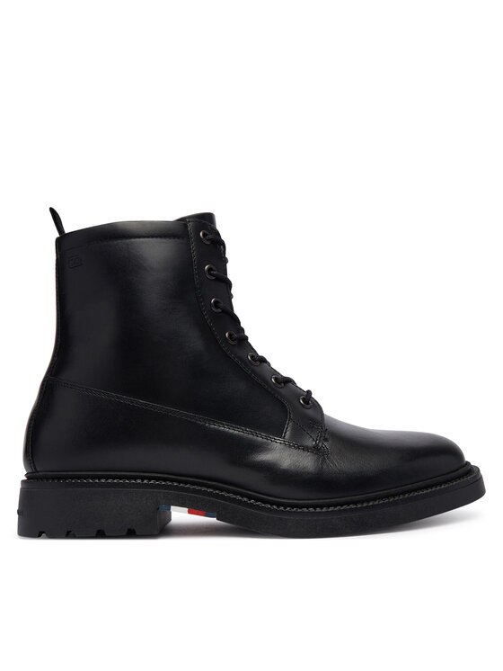 Tommy Hilfiger Ghete Tommy Hilfiger Corporate Casual Lth Boot FM0FM06174 Negru