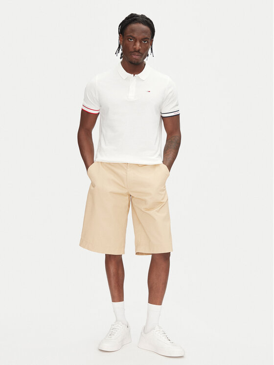 Tommy Jeans Tommy Jeans Polo marškinėliai Flag Cuff DM0DM21306 Écru Slim Fit