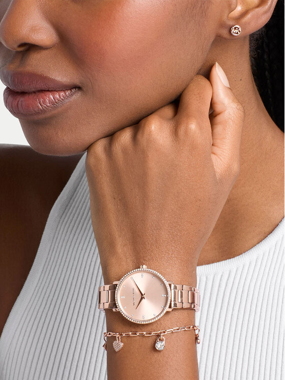 Michael Kors Сет часовник, гривна и обеци Michael Kors Pyper Gift Set MK7645SET Розово злато