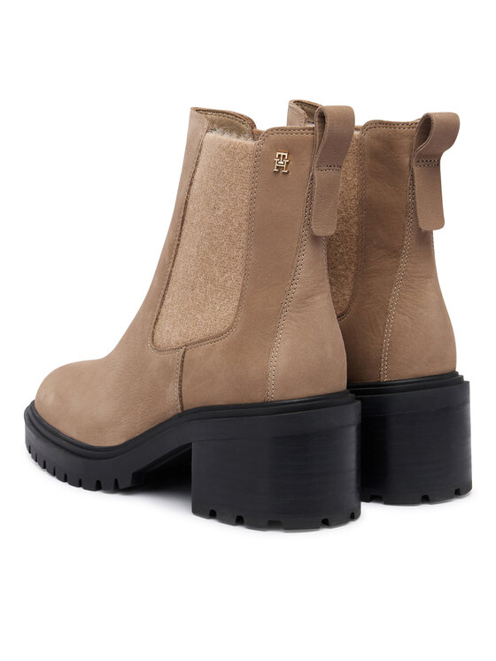 Tommy Hilfiger Botine Tommy Hilfiger Th Nubuck Chelsea Cleated Heel FW0FW09158 Bej