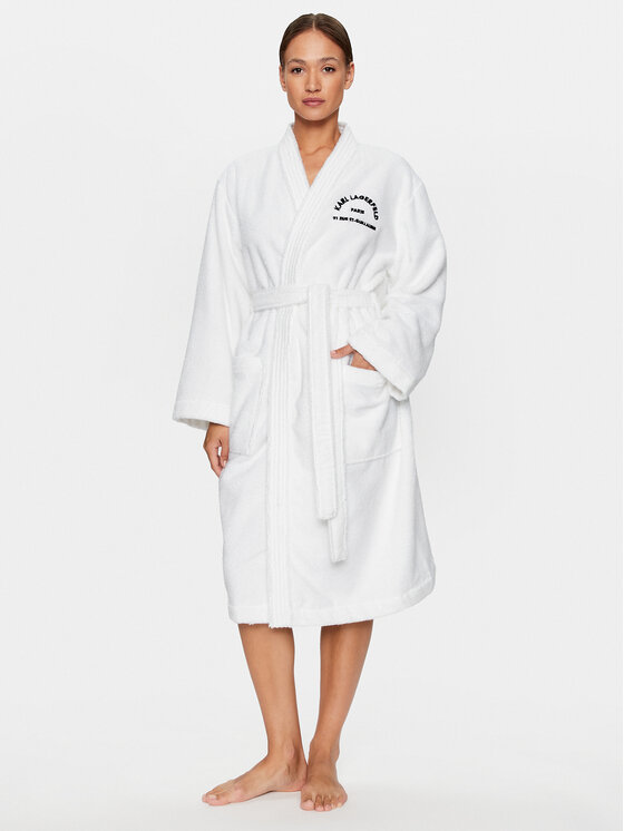 KARL LAGERFELD KARL LAGERFELD Kopalni plašč Unisex 215M2180 Bela Regular Fit
