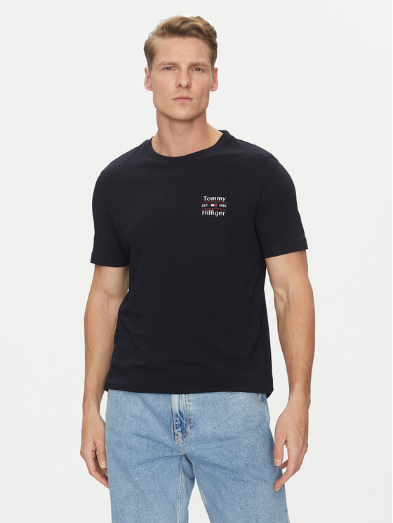 Tommy Hilfiger Tommy Hilfiger T-shirt Stack MW0MW38622 Tamnoplava Regular Fit