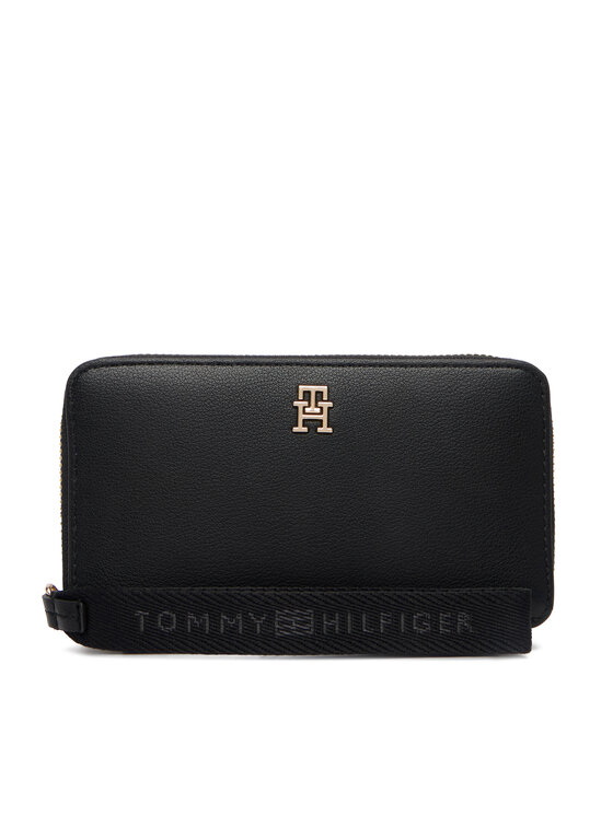 Tommy Hilfiger Peněženka Tommy Hilfiger Th Logotape Compact Zip Around AW0AW18699 Černá