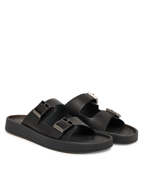 Calvin Klein Natikači Calvin Klein Ergon Double Bar Sandal Lth HM0HM02097 Črna
