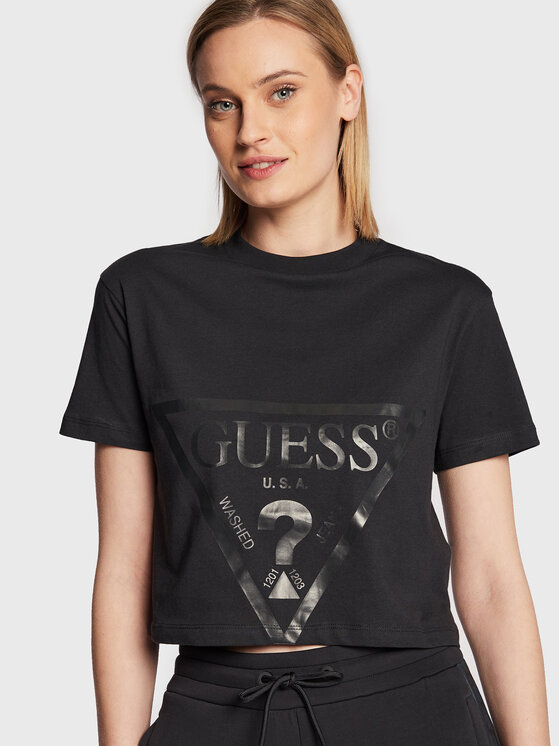 Guess Guess Футболка Adele V2YI06 K8HM0 Чорний Regular Fit
