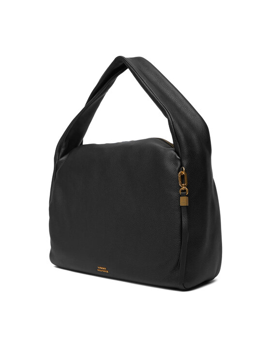 Tommy Hilfiger Дамска чанта Tommy Hilfiger City Leather Hobo AW0AW18285 Черен