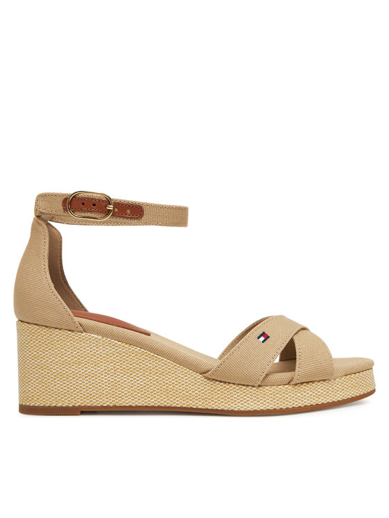 Tommy Hilfiger Espadrile Tommy Hilfiger Flag Criss-Cros Mid Wedge Espad FW0FW08481 Bej