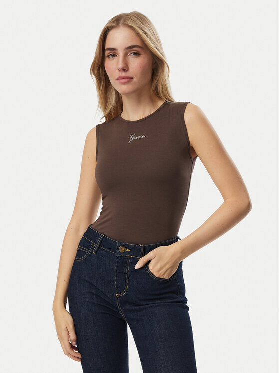 Guess Guess Top W6YP17 K3881 Marrón Regular Fit