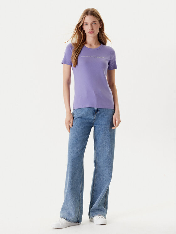 United Colors Of Benetton United Colors Of Benetton Póló 3GA2E16A2 Lila Regular Fit