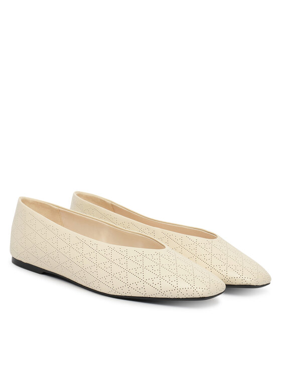Calvin Klein Balerinke Calvin Klein Square Ballerina Aop Lth HW0HW02936 Bež