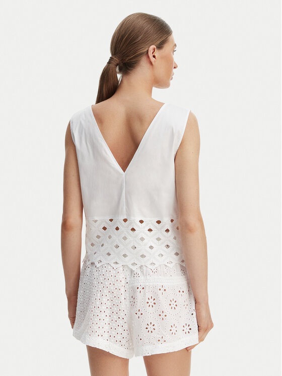 Max Mara Beachwear Max Mara Beachwear Top Maggio 2616161039 Blanco Regular Fit