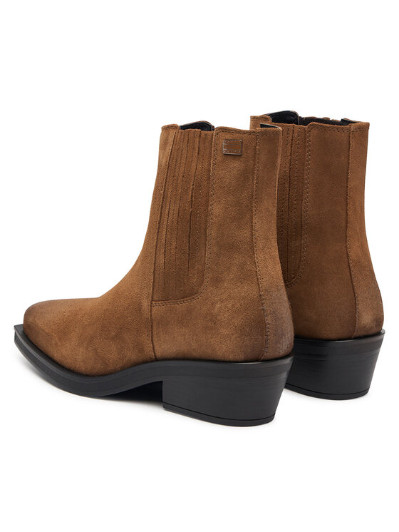 Tommy Jeans Μποτάκια Tommy Jeans Tjw Suede Cowboy Boots EN0EN03142 Καφέ