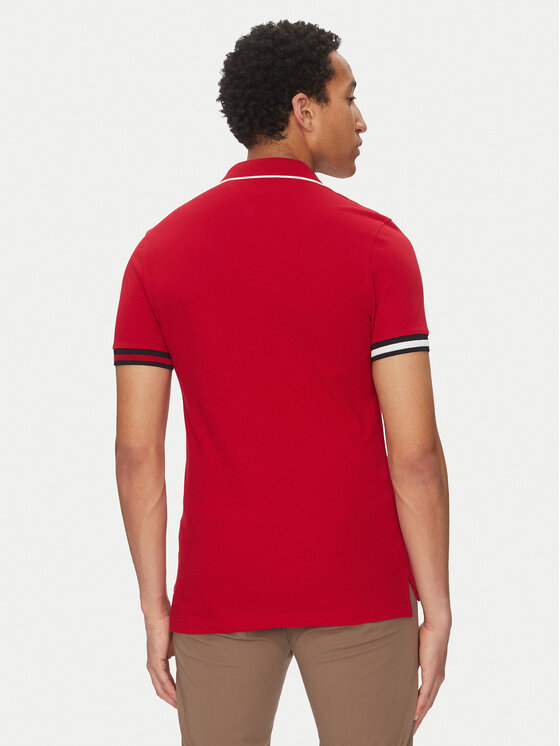 Tommy Hilfiger Tommy Hilfiger Pólóing Flag Cuff MW0MW38458 Piros Slim Fit