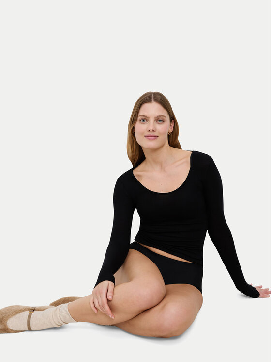 Triumph Triumph Pizsamablúz Bauty Layers 10225060 Fekete Slim Fit