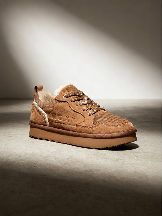 Roxy Sneaker Bling Peak Donna – Marrone Chiaro, Punta Tonda, Materiale Sintetico – Numero 37.5 EU
